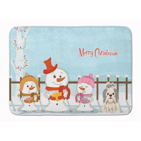 Carolines Treasures Merry Christmas Shih Tzu Silver White Machine Washable Memory Foam Mat BB2416RUG